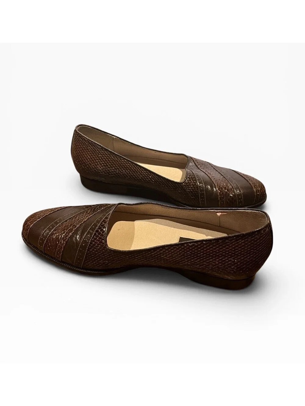 Ennegi Men's 8.5 Brown Genuine Lizard Leather Dress Loafers